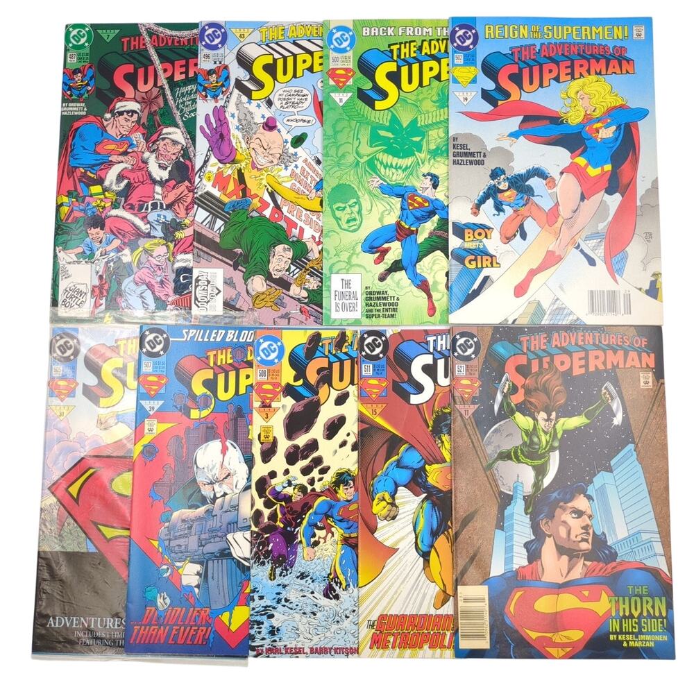 The Adventures of Superman Comic Book Lot #487 496 500 502 505 507 508 511 521